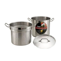 Winco - 16QT Stainless Steel Pasta Cooker W/ Steamer - SSDB16S