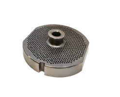 Omcan - #56 Meat Grinder Plate W/ Hub, 6.4mm Holes, 1 Notch & 2 Flat Sides - 11186