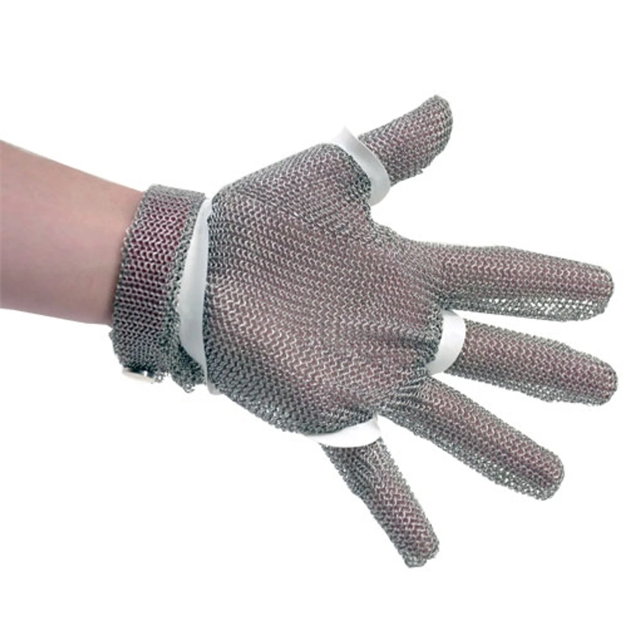 Omcan - Five Finger Stainless Steel Mesh With Green Silicone Strap Extra Large - 44353 4 Omcan - Five Finger Stainless Steel Mesh With Green Silicone Strap Extra Large - 44353 - Image 2