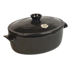 Emile Henry - Fusain (Pepper) Oval Stewpot - 91794560