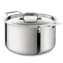 All-Clad - 8 QT D5 Polished Stainless Stockpot With Lid, 5-ply Bonded Cookware, Made In USA
