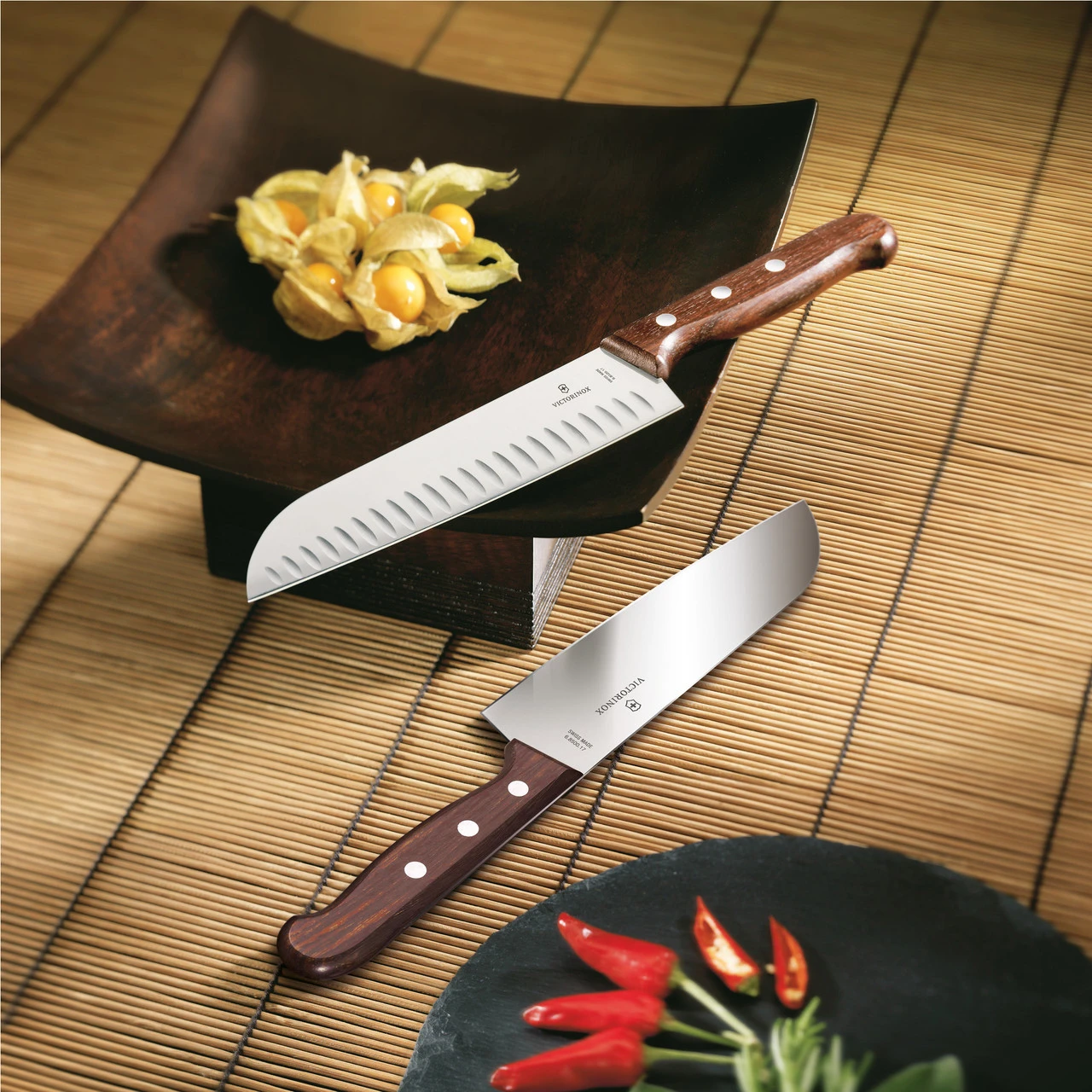 Victorinox - 7" Rosewood Granton Edge Santoku Knife 7 Victorinox - 7" Rosewood Granton Edge Santoku Knife - Image 5