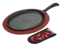 Lodge - 10" X 7" Pre-Seasoned Cast Iron Fajita Set