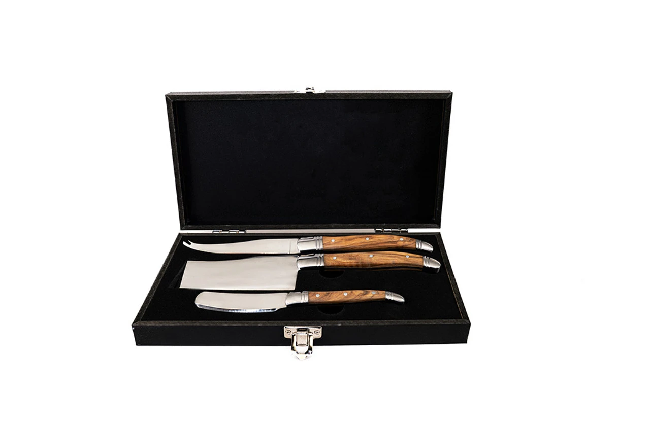Vanderlinden - Laguiole Exclusive Line 3 Olive Wood Cheese Knives 4 Vanderlinden - Laguiole Exclusive Line 3 Olive Wood Cheese Knives - Image 2