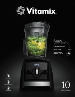 Vitamix - Ascent Series A2500 Black Blender, 3 Pre-Programmed Settings , 64 Oz Capacity, 2.2 H.P., Made In USA -Home Kitchen Store a2500 85268.1643406946