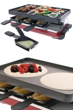 Swissmar - Red Raclette With Reversible Cast Iron Grill -Home Kitchen Store castiron raclette grill 1 57548.1644596417