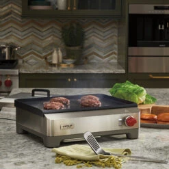 Wolf Gourmet - 12" X 17" Precision Griddle, Non-Stick Surface, Advanced Temperature Control -Home Kitchen Store wggr100s lamb burger1 17941.1646766487