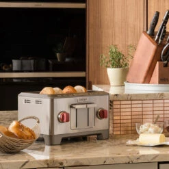 Wolf Gourmet - Four Slice Toaster, 1800 Watts, Stainless Steel Construction -Home Kitchen Store wgtr104s lifestyle 2000 69213.1646757931